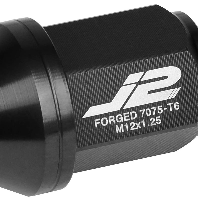 J2 Engineering LN-T7-024-125-BK 20Pcs M12 x 1.25 7075-T6 Aluminum 35mm Close-End Lug Nut w/Socket Adapter (Black) - Image 3